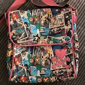 Tokidoki pink and blue print cartolina  messenger bag